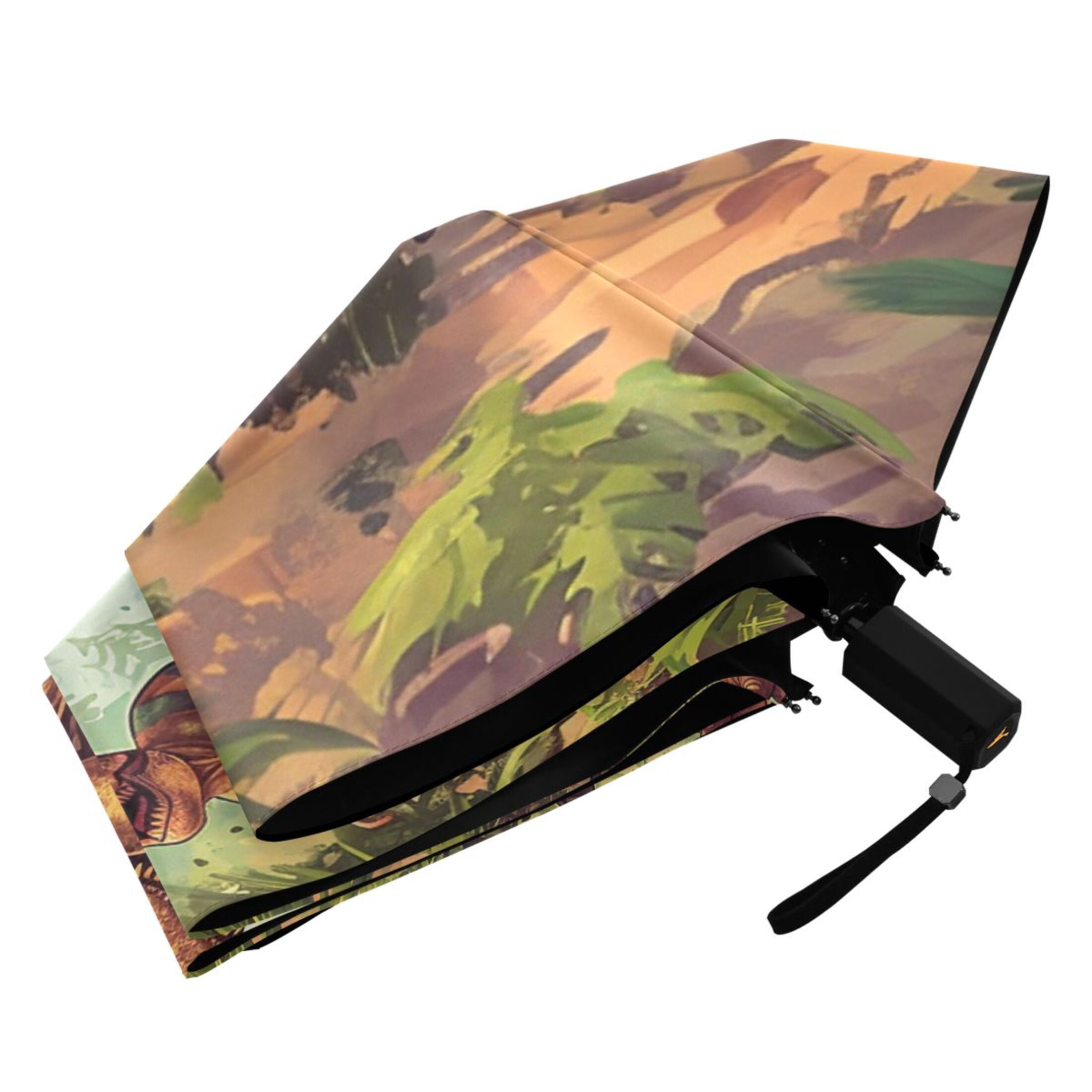 Tyrannosaurus and Pterodactyls in Jungle Compact Sun Umbrella Windproof Travel Umbrellas for Rain Strong Portable UV Protection