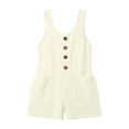 thumbnail image 5 of Purcolt Overalls for Women Summer Crew Neck Sleeveless Cotton Rompers Casual Button Front Short Jumpsuits with Pockets, 5 of 9
