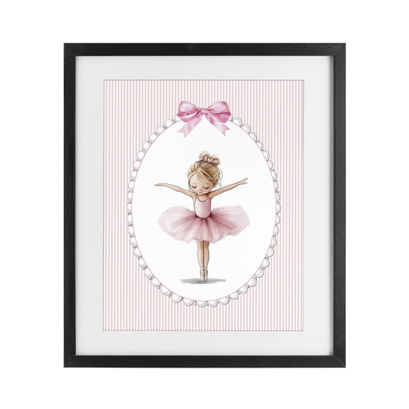 Stupell Industries Dancing Pink Ballerina Black Framed Print Under Glass, design by Christine Simpson Art