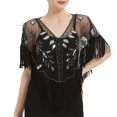 thumbnail image 2 of MSJUHEG Cape,Shawl Wraps,Warm Shawl Wraps,Shoulder Cape,Ponchos,Fashionable Mesh Sequined Tassel Gown Shawl Elegant Beaded Smock Cape A One Size, 2 of 4