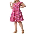 thumbnail image 4 of Agnes Orinda Women's Plus Size Boho Dress Floral Print Tiered Ruffle Flutter Sleeves Round Neck Summer Babydoll Dress 2X Red, 4 of 6