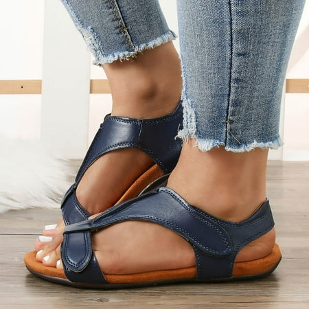 

NECHOLOGY Sandals Womens Go Walk Slip on Women Shoes Fashion Slippers Flat Open Toe Womens Studded Sandals Size 10 Blue 8
