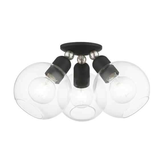 Livex Lighting - Downtown - 3 Light Sphere Semi-Flush Mount In Industrial