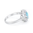 thumbnail image 2 of Art Deco Engagement Ring Princess Cut Aquamarine CZ 925 Sterling Silver Size 6, 2 of 3