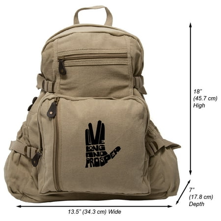 Live Long And Prosper Hand With Text Sport Heavyweight Canvas Backpack