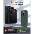 thumbnail image 4 of KOMI Designed for iPhone 16 Pro Case,Shockproof Liquid Silicone Protective Phone Case with Soft Anti-Scratch Microfiber Lining Ultra Slim Drop Protection Phone Cover 6.3 inch Military Green, 4 of 5