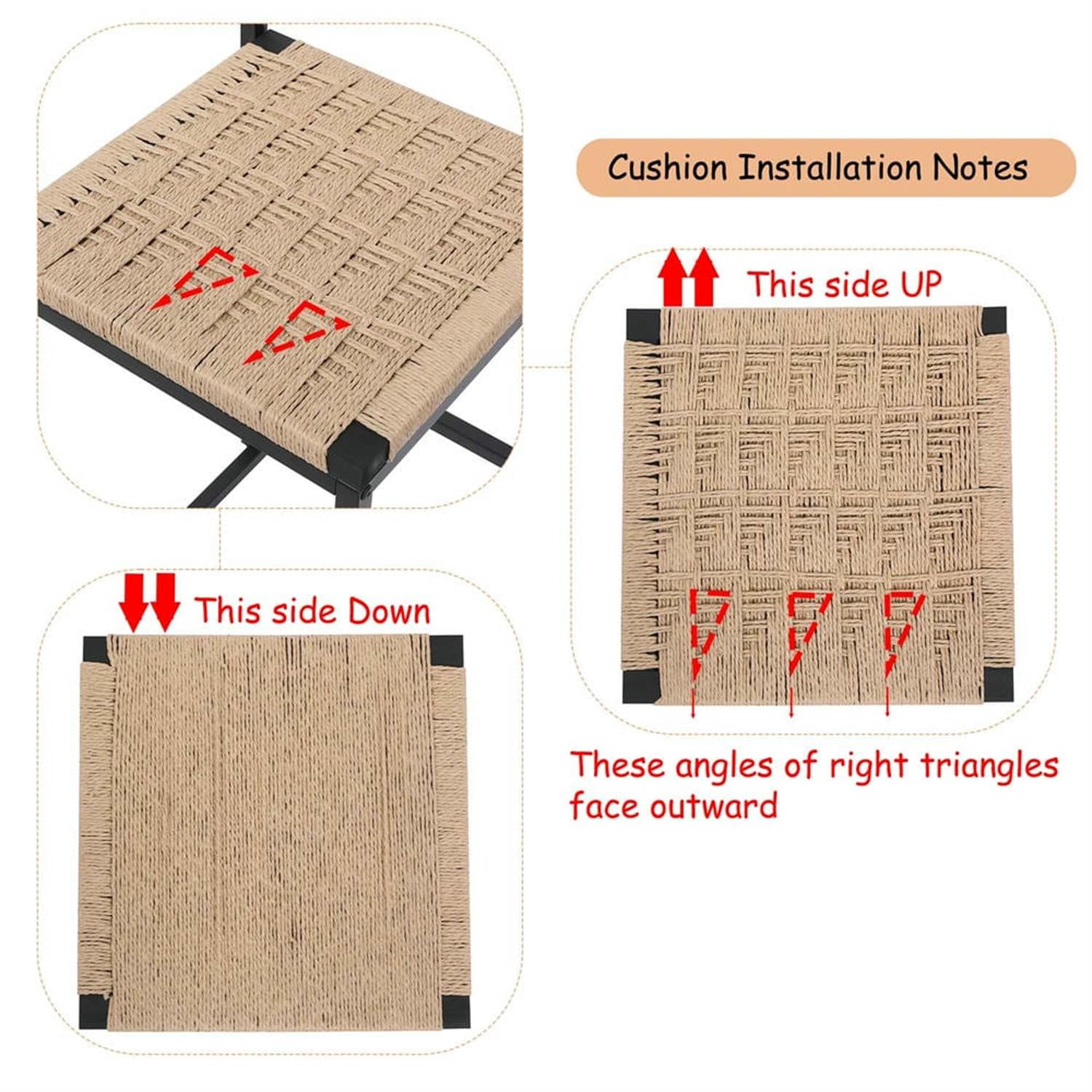 Demi Bonn 34" Counter Height Bar Stools Set of 2, Paper Rope Weave Barstools with Back, Armless Kitchen Island Countertop Chairs for Dining Room, Beige