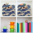 thumbnail image 6 of Yayeee Canvas Storage Basket with Handles for Shelves Fabric Bins Closet Organizer, Blue Wave Pattern, 6 of 8