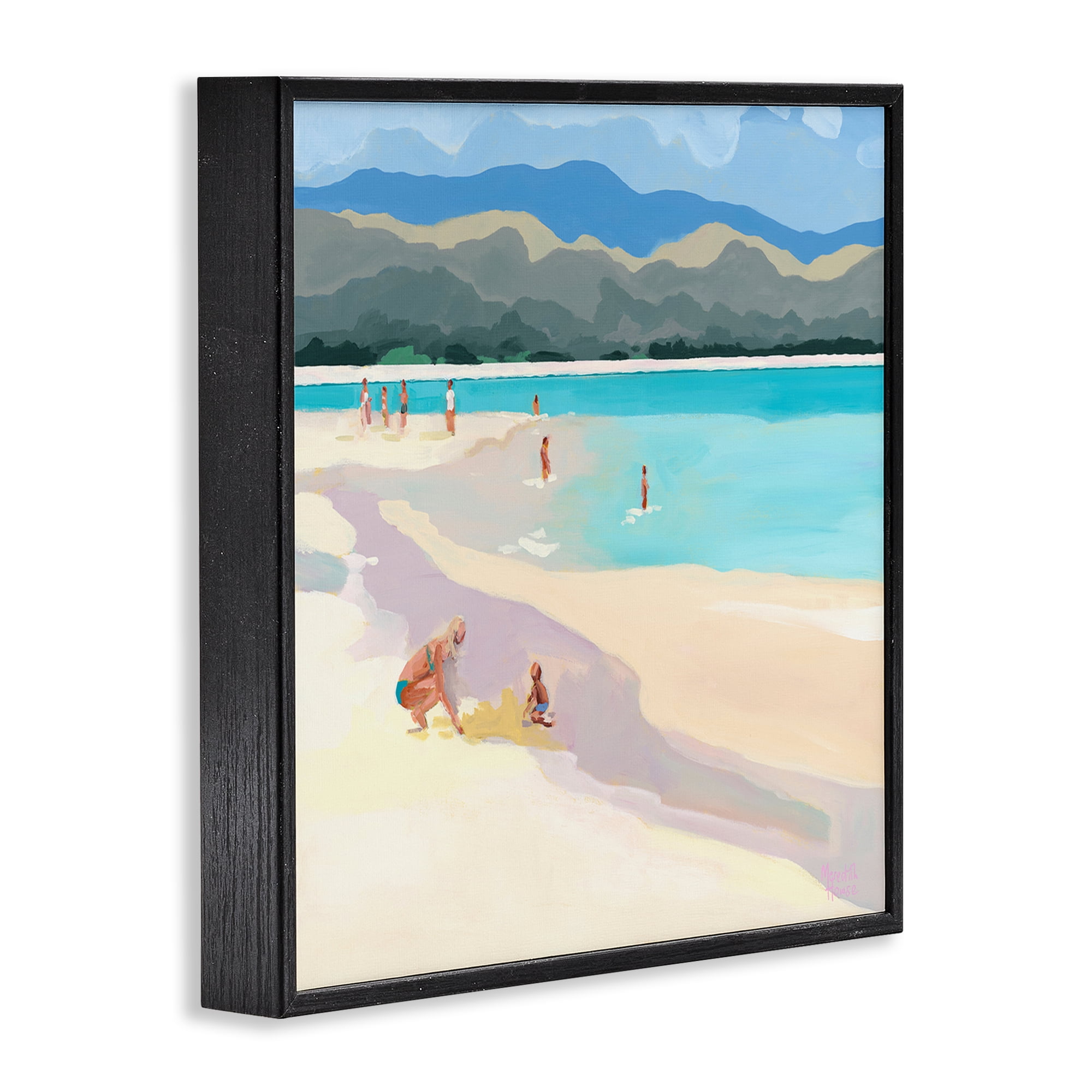 Stupell Industries Mother & Child Beach Scene Black Framed Giclee Art, design by Meredith Howse