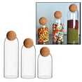 thumbnail image 4 of Tarro de almacenamiento con tapa de madera, recipiente hermético transparente, botella de vidrio. Juego de 3, 4 of 8