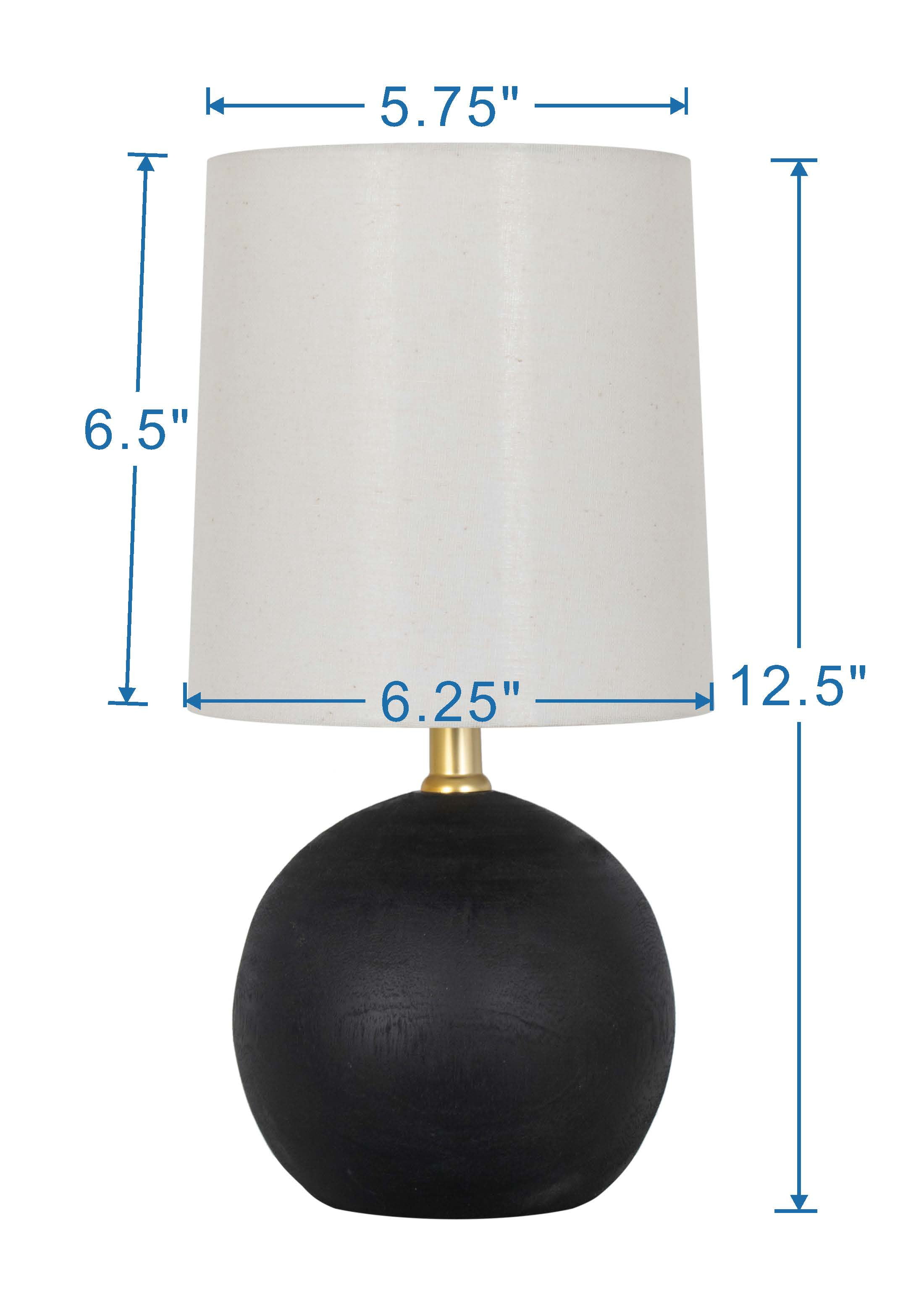 Mainstays 12.5” Mini Black Wood Ball Table Lamp with White Fabric Shade