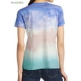 thumbnail image 3 of BadPiggies Women Gradient Colorful Short Sleeve T-Shirt Tie Dye Print Casual Round Neck Summer Loose Top (2XL, Blue), 3 of 6