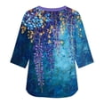 thumbnail image 4 of Warop 3/4 Length Sleeve Womens Tops Casual Floral Graphic V-Neck Basic Tees Pullover, 4 of 7