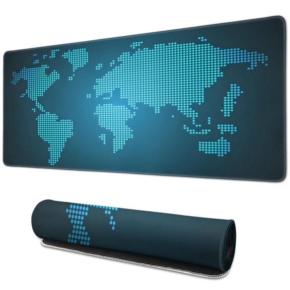 Stylish & Functional World Map Gaming Mouse Pad: Anti-Slip Base, Stitched Edges, Waterproof - Ideal for Gaming, Office & Home (Black, 31.5x11.8)