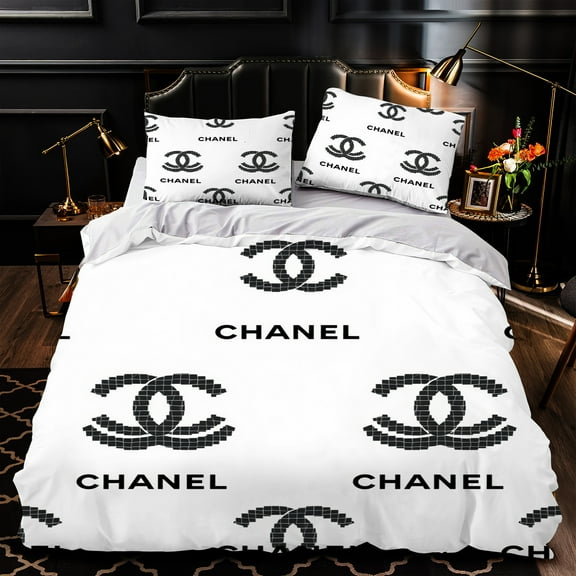 Chic 3-Piece Duvet Cover Set with Elegant - Luxurious Black & White Design for Modern Bedrooms