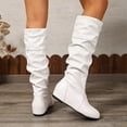 thumbnail image 6 of Womens Slouch Knee High Boots Casual Leather Winter Fall No Heel Over The Knee Tall Dress Boots for Ladies, 6 of 8
