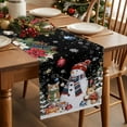thumbnail image 2 of Christmas Snowman Cotton Linen Table Runner Squirrel Cat Xmas Tree Ball Black Winter Dining Table Runners for Home Decor Party Dining Room Restaurant Kitchen Party 13" x 90", 2 of 9
