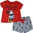 thumbnail image 1 of Conjunto de camiseta y shorts de Minnie Mouse de Disney para niña pequeña, talla 4T, 1 of 6
