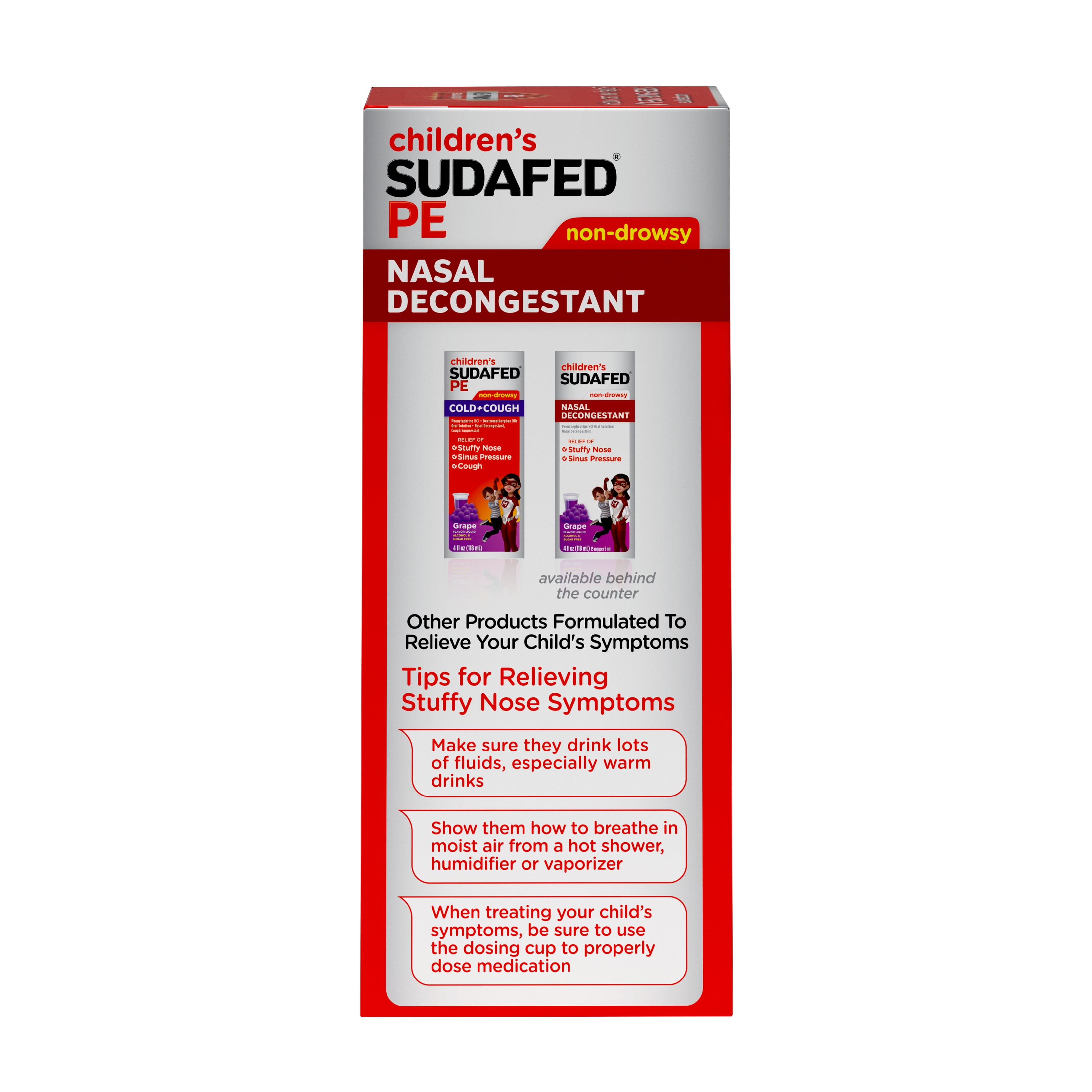 Children's Sudafed PE Nasal Decongestant, Liquid Cold Relief Medicine with Phenylephrine HCl, Alcohol Free and Sugar-Free, Berry-Flavored, 4 fl. oz - Walmart.com - Walmart.com Children's Sudafed PE Nasal Decongestant, Liquid Cold Relief Medicine with Phenylephrine HCl, Alcohol Free and Sugar-Free, Berry-Flavored, 4 fl. oz - Walmart.com - Walmart.com