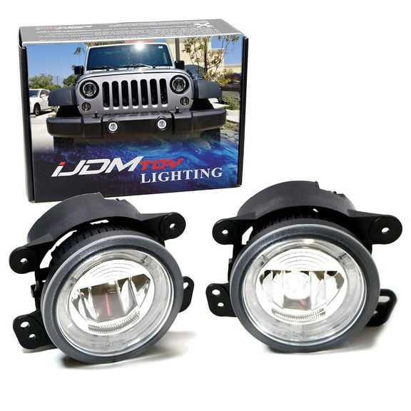 Xenon White LED Daytime Running/Fog Lamps For Jeep Wrangler JK Grand Cherokee Dodge Charger Magnum, (6) XP-G LED Lights as Halo DRL & (1) 10W XB-D LED Light as Fog Light
