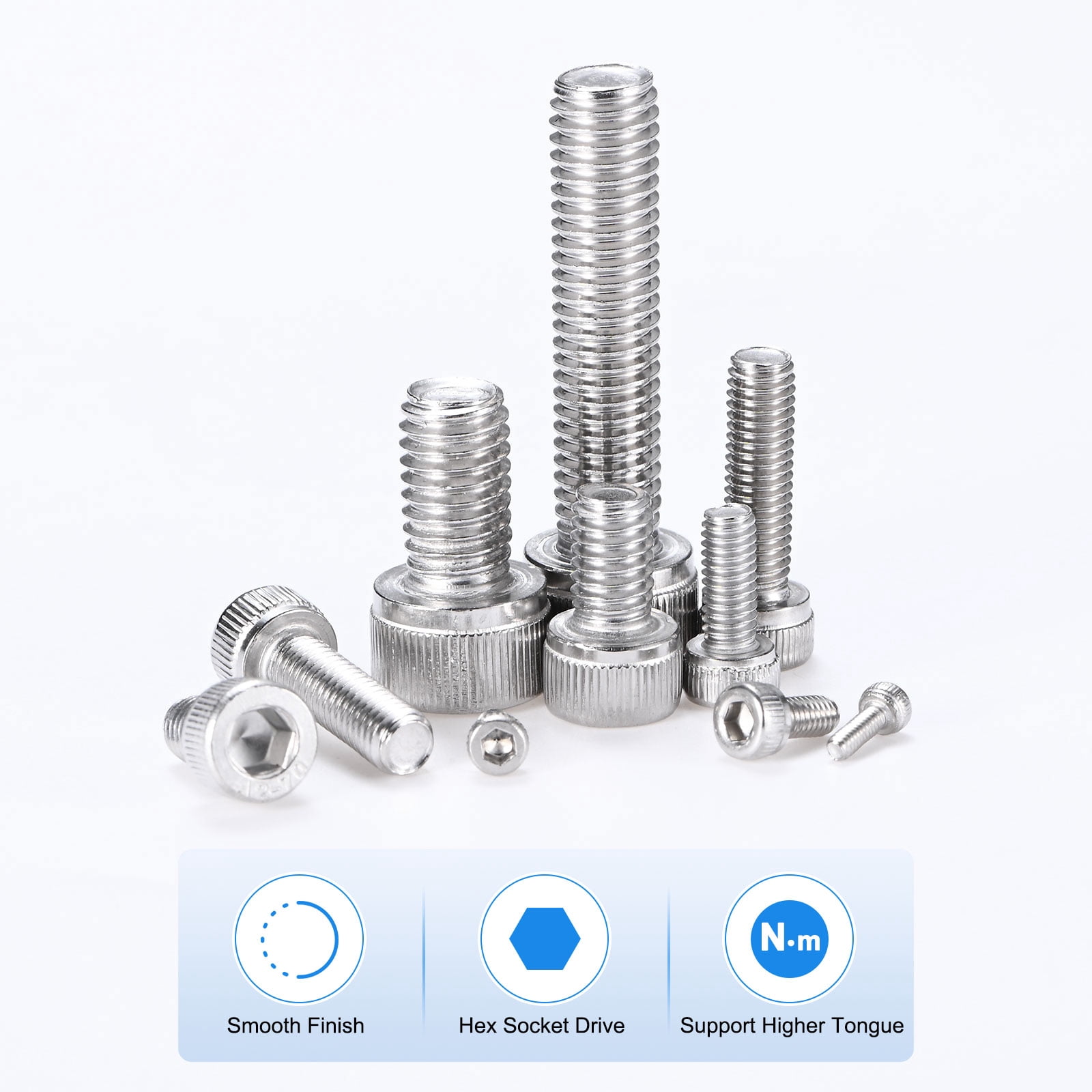 Uxcell 10-Pack M8 x 95mm Hex Socket Head Cap Screws Bolts, 304 Stainless Steel Machine Bolt Full Thread Precision Fasteners