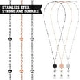 thumbnail image 3 of MINKUROW Retractable Badge Reel Lanyard with ID Holder,3 Pieces Beaded Badge Lanyard Necklace with 6 Waterproof Name Card Holder Stainless Steel ID Holder Necklace for Women Men, 3 of 7