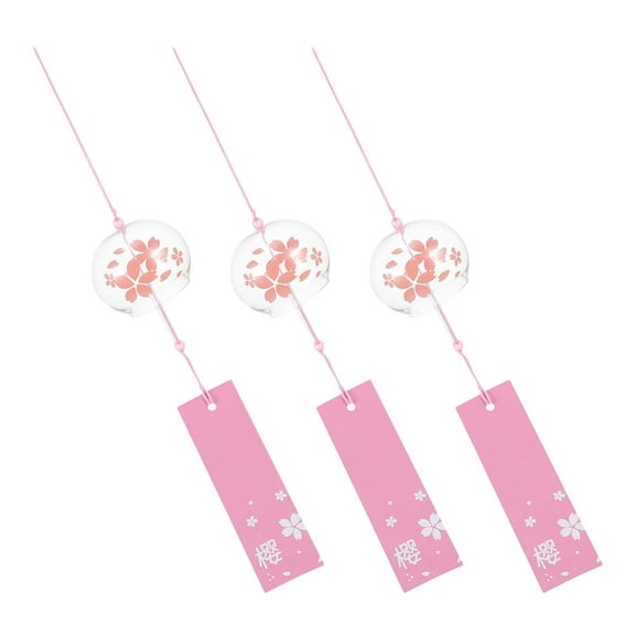 3pcs Japanese Wind Chimes in Pink High Borosilicate Glass for Home Decor