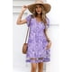 thumbnail image 2 of Vestido de verano con cuello en V y manga corta con pétalos de kipfall para mujer, 2 of 6