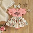 thumbnail image 2 of GRNSHTS Infant Baby Girl Outfits "I got it from my mama" Letter Print Romper Tops + Floral Skirts + Headband Summer 3PCS Clothes Set (Pink,0-6 Months), 2 of 10