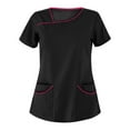 thumbnail image 3 of LYMAYTER Women Medical Scrub Tops for S-3XL Comfy Ventilate T-Shirt Square Neckline Medical Workwear Tops, 3 of 6