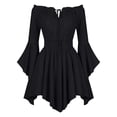 thumbnail image 7 of WhouRiu Girls Casual Dresses Solid Color Long Sleeve Off The Shoulder Ruffle Dress Kids Comfortable Cute Summer Sundress,4-5 Years, 7 of 7