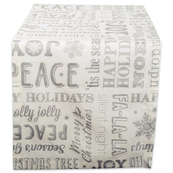 Design Imports CAMZ38038 14 x 108 in. Silver Christmas Collage Table Runner