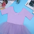 thumbnail image 6 of JanJean Toddler Girls Short Sleeve Dance Tutu Dress Ballet Gymnastics Skirted Leotard Ballerina Purple 4XL, 6 of 7