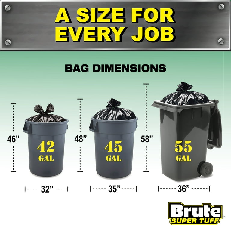 Brute Super Tuff® Contractor Bags, 45 Gallon, 20 Bags (Twist Tie