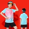 thumbnail image 3 of Agkizg 2PC Short Sleeve Training Set Round Neck Top Elastic Waist Shorts Quickly Dry Breathable (Girl's or Girl's Plus),2-Piece Set, 3 of 4