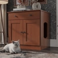 thumbnail image 2 of Palace Imports 100% Solid Wood Ziva 2-Door Cat Litter Box Enclosure with 2-Drawers, Mocha, 2 of 4