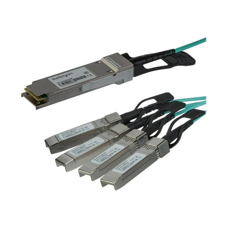 UPC: 0065030874700 | StarTech.com AOC Breakout Cable for Cisco QSFP-4X10G-AOC10M  15m/49ft 40G 1x QSFP+ to 4x SFP+ AOC Cable  40GbE / 40Gbps QSFP Plus Transceiver Module Active Optical Fiber  C9300  C3850 – Lifetime Warranty (QSFP4X10AO15) – Breakout cable – QSFP+ latched to SFP+ latched – 15 m – fiber optic – SFF-8431/SFF-8432/SFF-8436 – active – black