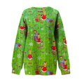 thumbnail image 3 of Women Christmas Sweatshirt Green Monster Funny Cute Xmas Holiday Winter Oversized Pullover Green Large, 3 of 5