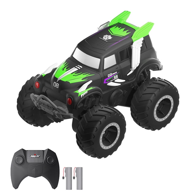TFixol Voiture Télécommandée Amphibie à Double Batterie 2,4g avec Fonctions de Rotation et de Cascade à 360°, Verte, pour Enfants (Comprend 2 Batteries, Câble USB, Tournevis, Manuel)