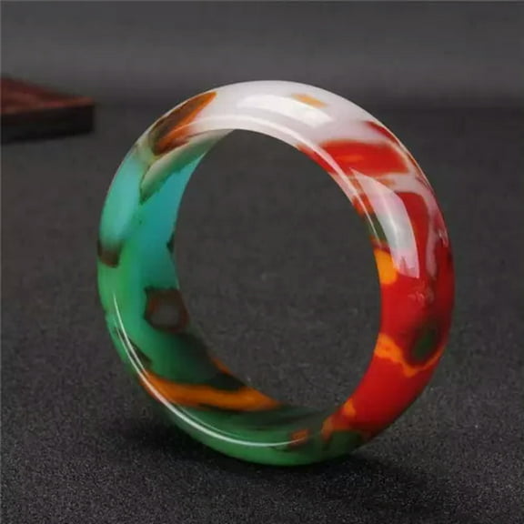 GKNET China Natural 56-66mm Multicolor Jade Jadeite HandCarved Bracelet Bangle Healing-60-62mm