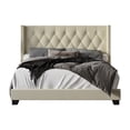 thumbnail image 2 of Home Design Brady Twin Tufted Wingback Upholstered Panel Bed Frame, Beige Polyester Blend, 2 of 7