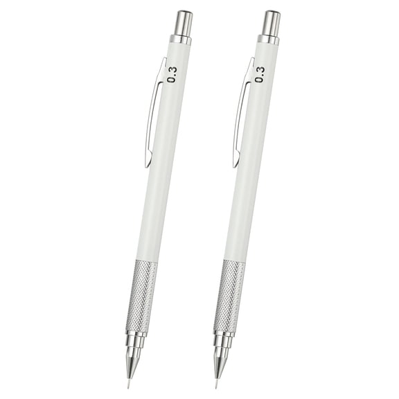 2Pcs 0.3 mm Mechanical Pencil, Metal Drafting Pencil Artist Holder for Writing Sketching Drawing Marking Art, Black
