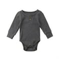 thumbnail image 2 of Gupgi Newborn Baby Long Sleeve Romper Knitted Rib Casual Button Jumpsuit, 2 of 4