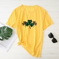 thumbnail image 2 of Tuphregyow Womens Tops Clearance Plaid Clover Graphic Tee Basic Pullover Summer Short Sleeve Round Neck Tunic Tops Casual Blouse Y2K Clothing Plus Size T Shirts for Women Yellow S, 2 of 4