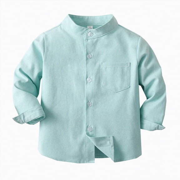NIEWTR Boys Classic Oxford Shirt Long Sleeve Solid Button Down Dress Shirt for School Uniform Formal Events and Holiday Celebrations(A-Mint Green,6-7 Years)