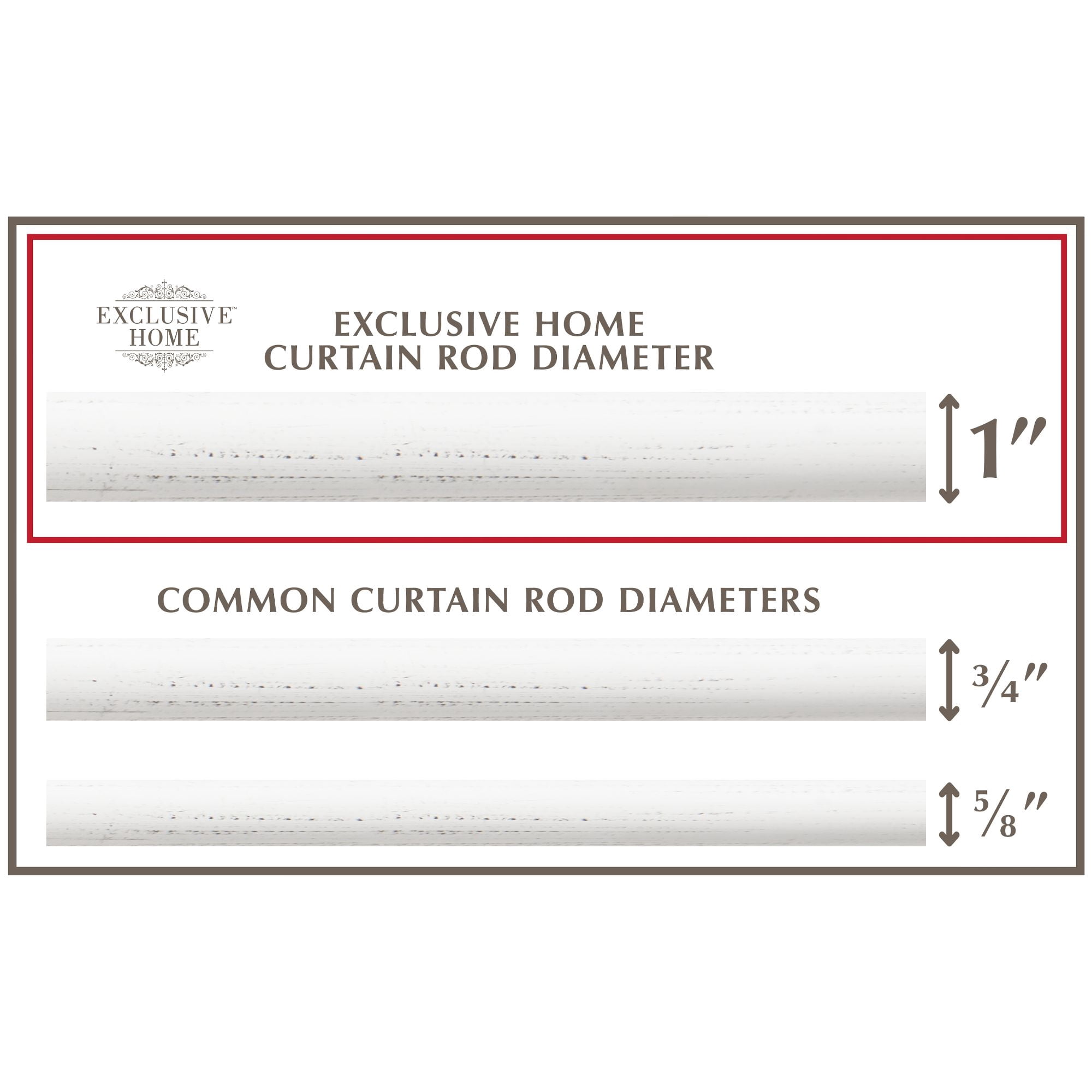 Exclusive Home Vine 1" Curtain Rod and Finial Set, Distressed White, Adjustable 36"-72"
