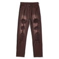thumbnail image 1 of Fortune Women Ripped Jeans Black High Waist Long Pants Hollow Out Pants, 1 of 6