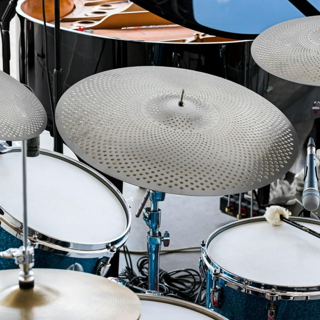 WHAMVOX Ensemble de Tambours en Alliage d'Argent Réduction de Bruit Cymbale Silencieuse Remplacement Durable Accessoire de Kit de Tambour