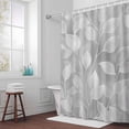 thumbnail image 5 of Gray White Leaves Plant Fabric Shower Curtain Simple Style Washable Shower Curtains for Bathroom, Waterproof Bath Curtain with Hooks Home Decor 72x72in, 5 of 8