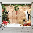 thumbnail image 4 of Felortte Polyester 10x8ft Christmas Barn Backdrop Wooden Door Gift Box Photography Background for Party Decor Pictures Banner Studio Booth Props, 4 of 7